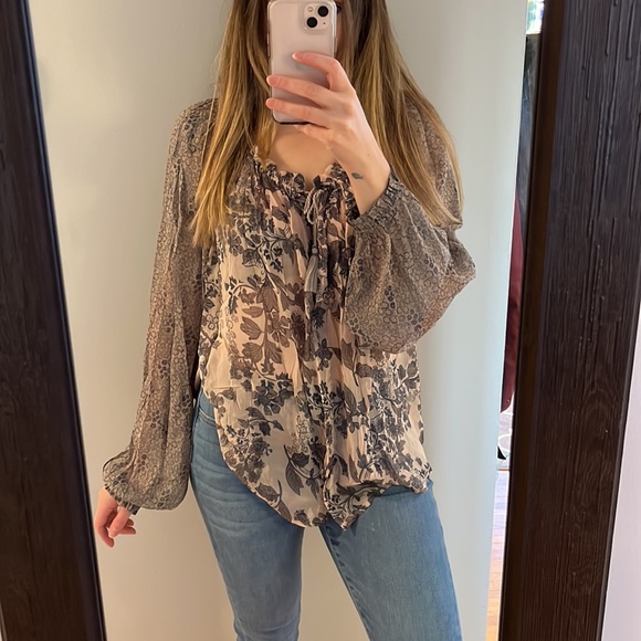 Free People Hendrix Boho Peasant Floral Blouse - Picture 2 of 10
